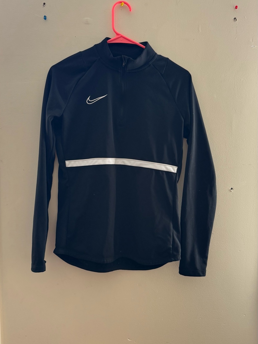 Nike Black V-Neck Half-Zip Sweater with White Stripe